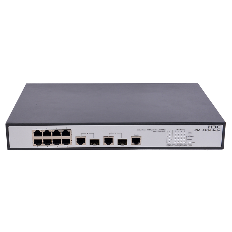 H3C S3110-10TP-PWR 8个百兆电口（PoE+）+ 2个千兆上行电口/千兆上行光口 以太网交换机